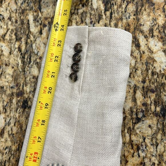 Faconnable Panama Linen Beige Two Button Closure Blazer Size 14 - Picture 12 of 14